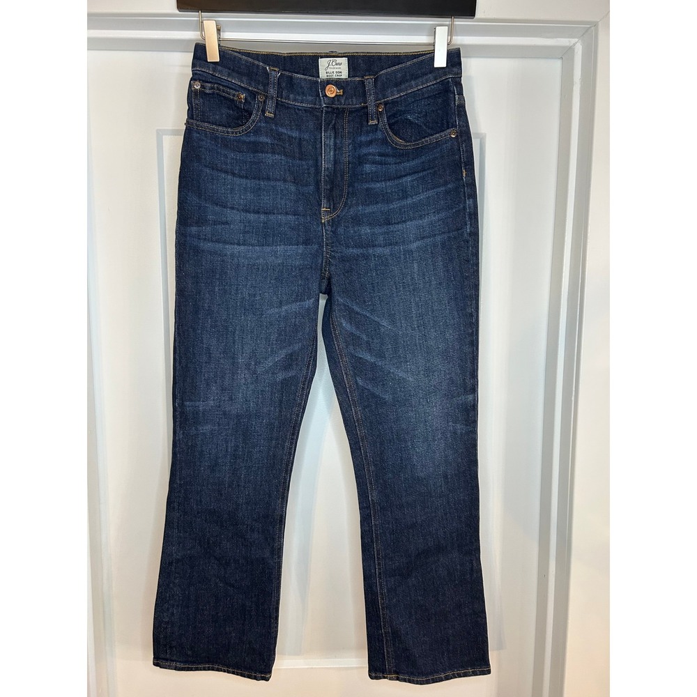 J.Crew Billie Demi Boot Crop Jeans Dark Wash Denim Size 28 High Rise